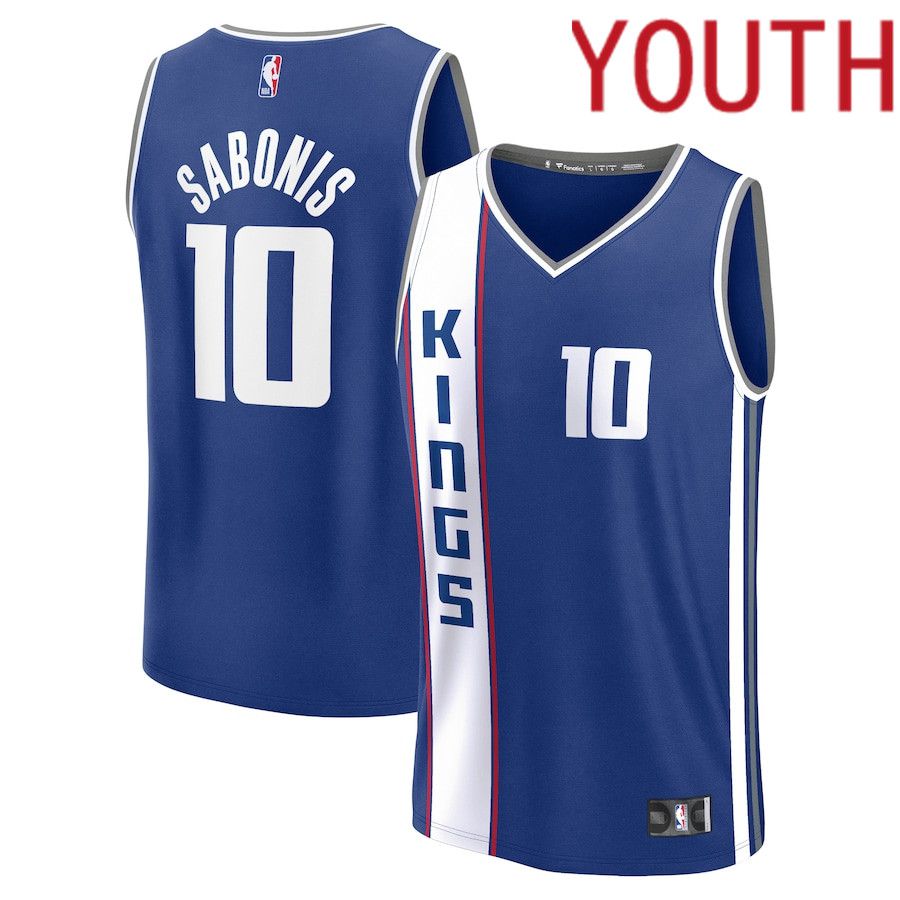 Youth Sacramento Kings 10 Domantas Sabonis Fanatics Branded Blue City Edition 2023-24 Fast Break NBA Jersey